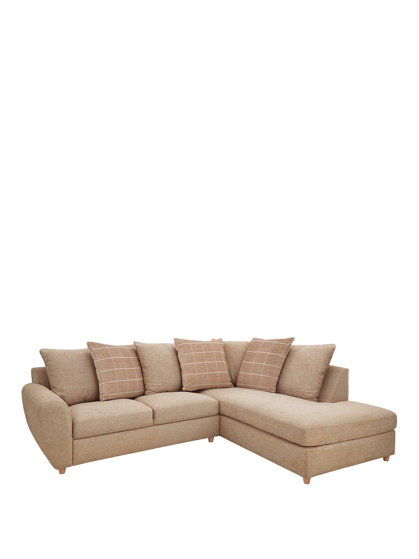Very Home Odeon Fabric Right Hand Corner Scatterback Sofa Biscuit