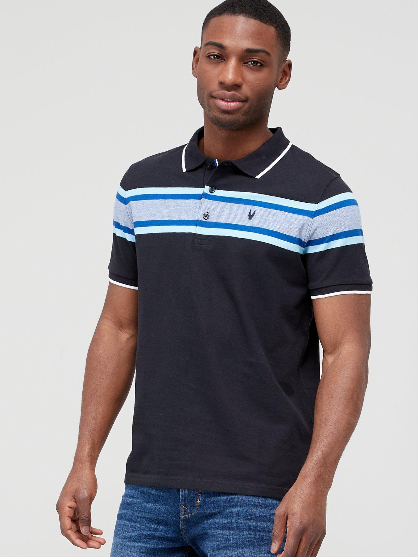 Very Man Chest Stripe Polo Shirt - Navy/Blue | littlewoods.com