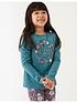  image of fatface-girls-bloom-graphic-long-sleeve-tshirt-teal-green
