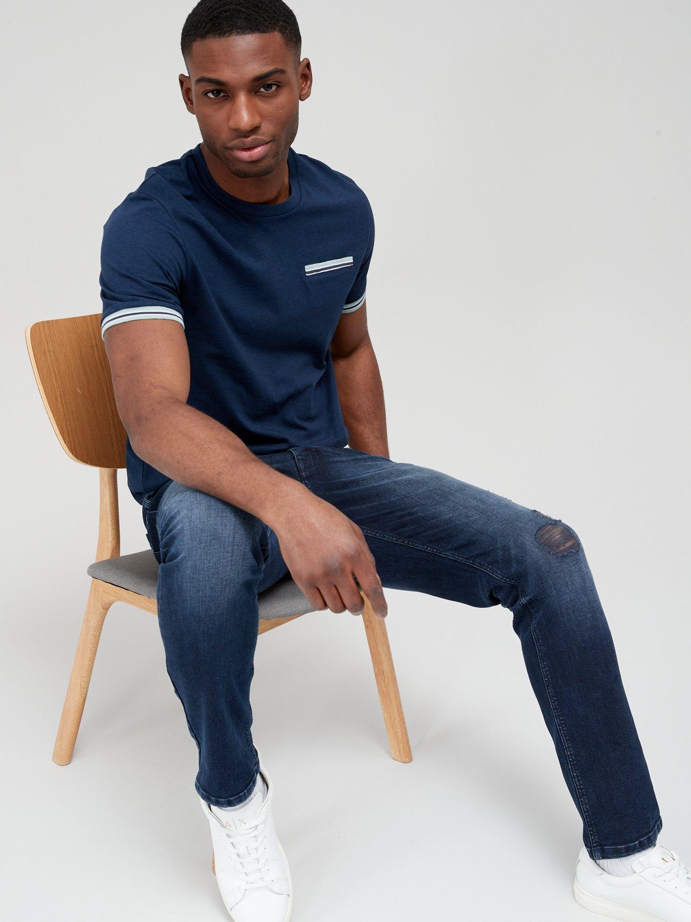  image of very-man-premium-slim-rip-and-repair-jeansnbsp-nbspblue-black