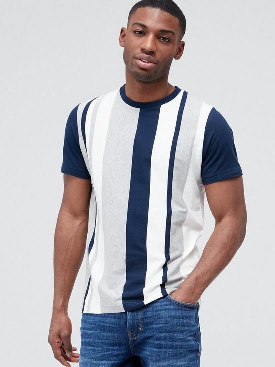 front image of very-man-vertical-stripe-t-shirt--nbspwhitenavy