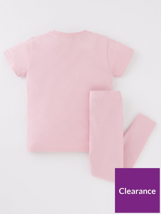 back image of ellesse-younger-girls-realta-t-shirt-and-legging-set-light-pink