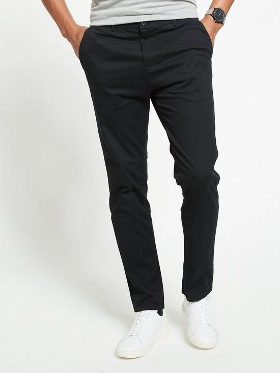 front image of everyday-slim-chino-trousers-black