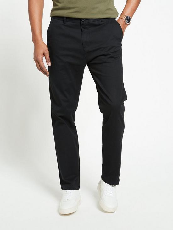 front image of everyday-straight-chino-trousers-black