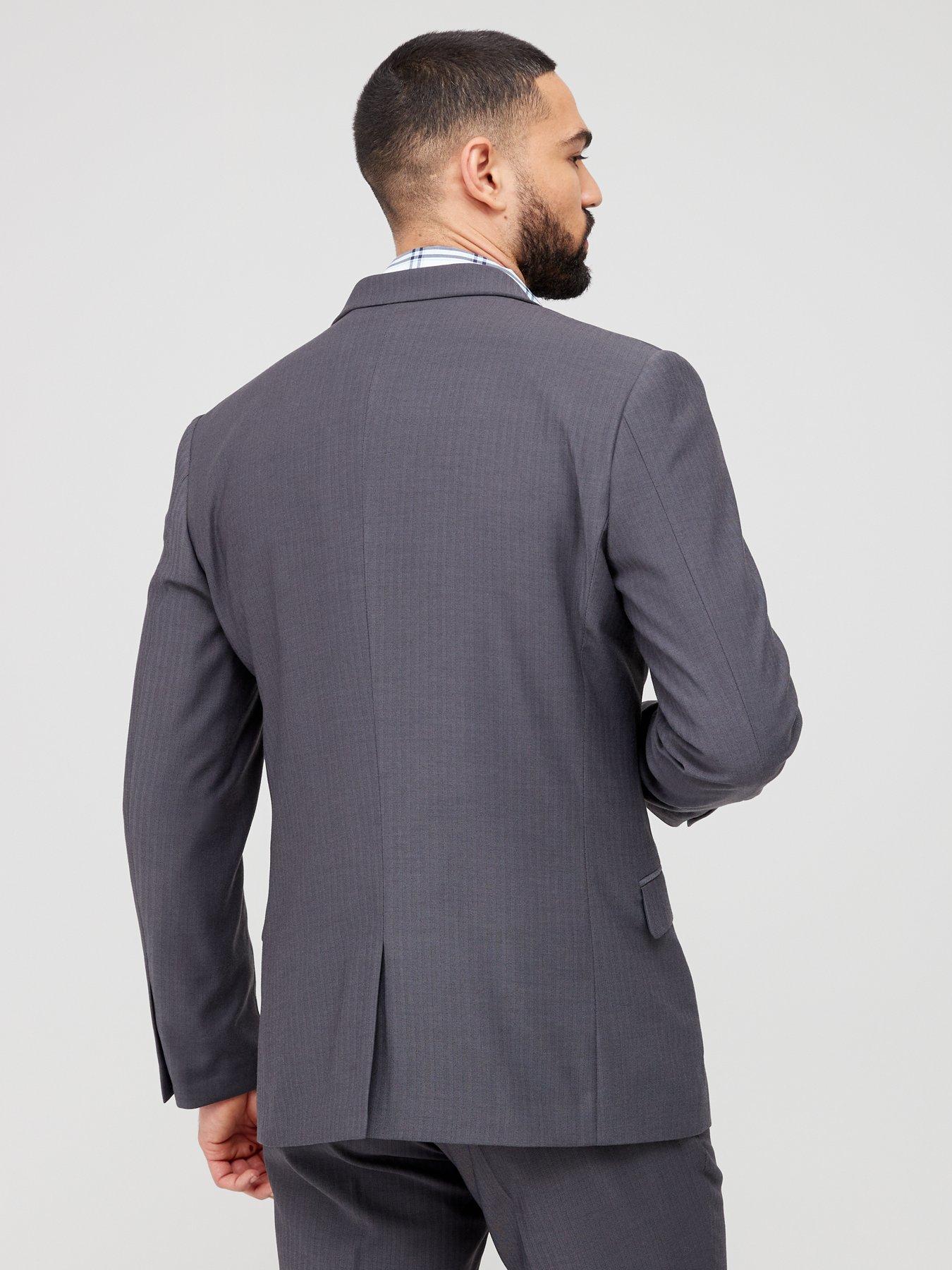 stillFront image of very-man-slim-suit-jacket-grey-herringbone
