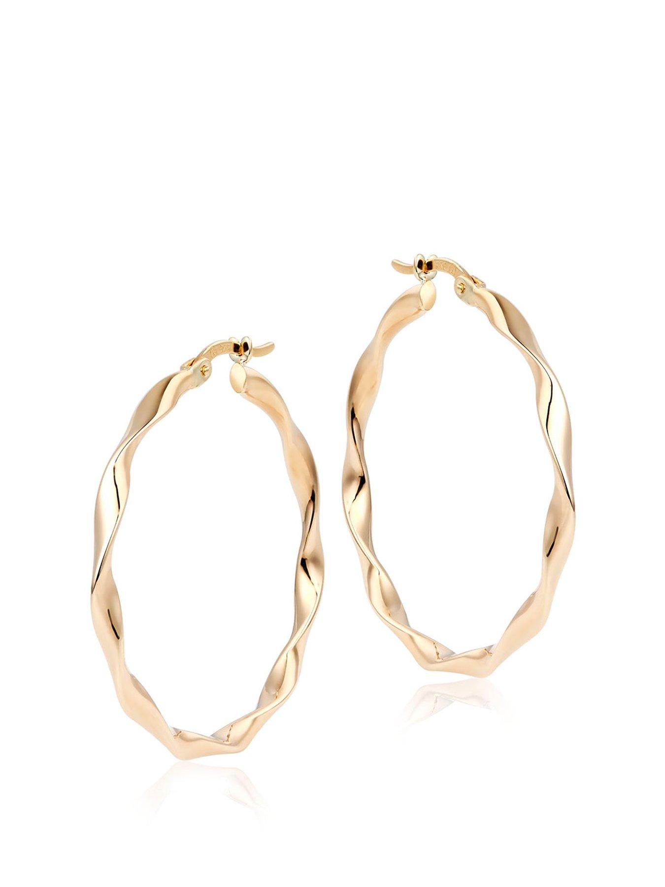 undefined 9CT Twisted Large Hoop Ladies Earrings