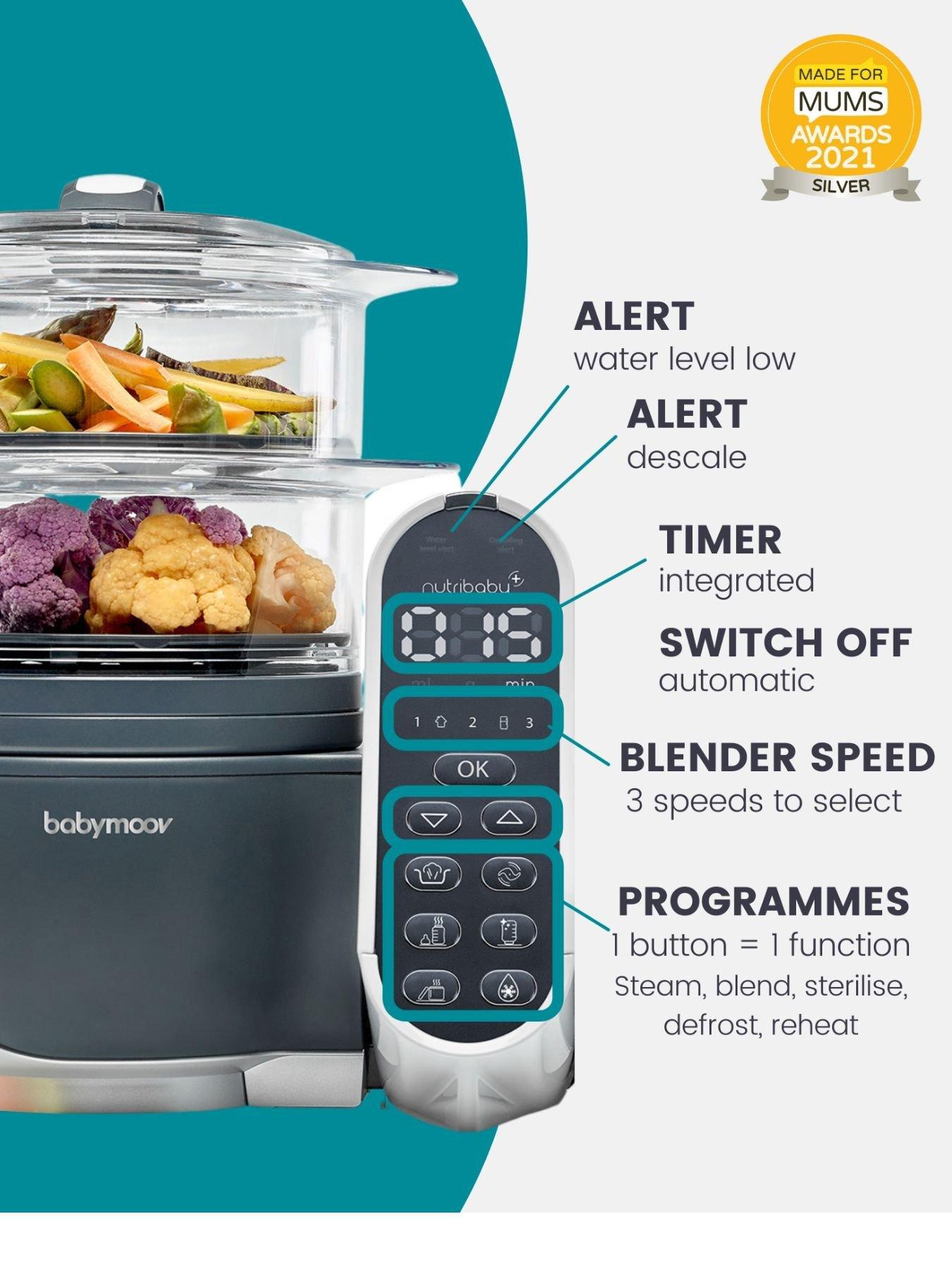  image of babymoov-nutribaby-6-in-1-baby-food-processorblendersteamersteriliser--industrial-grey