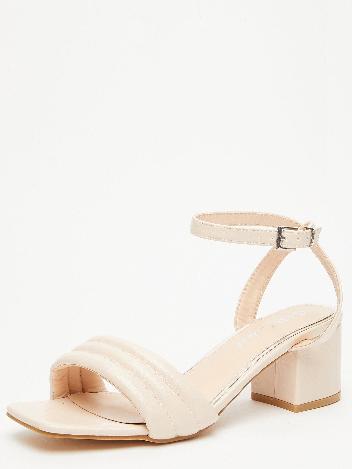 Block heel sandals sales cream