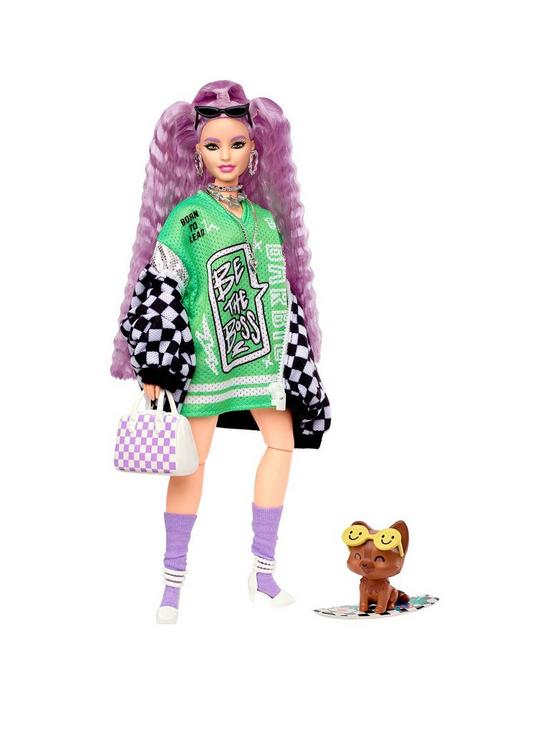 front image of barbie-extra-doll-18-checkered-jacket