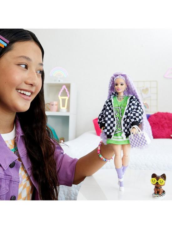 back image of barbie-extra-doll-18-checkered-jacket