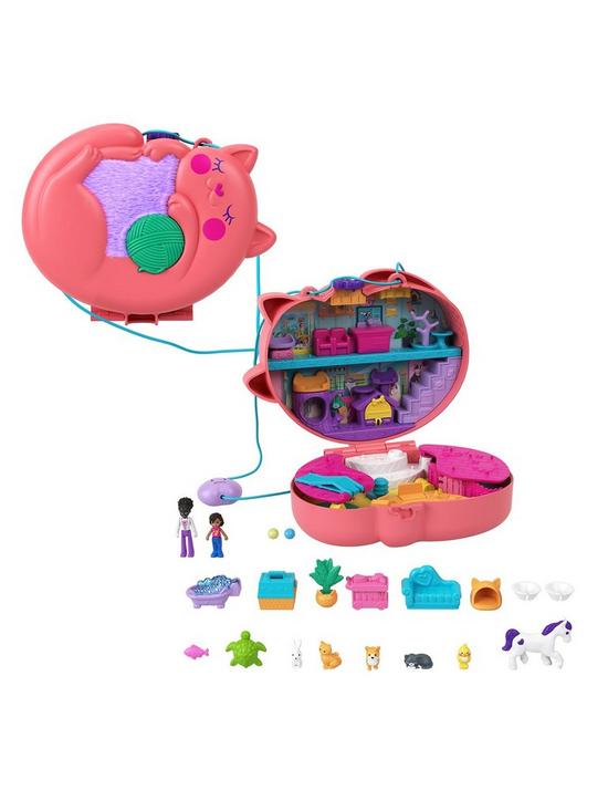 front image of polly-pocket-cuddly-cat-purse-compact-and-accessories