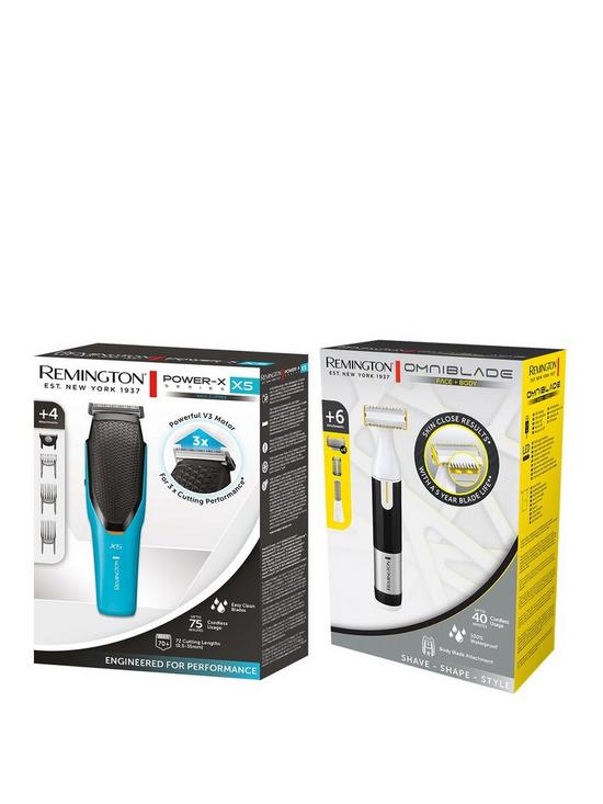 stillFront image of remington-x5-power-x-series-hair-clipper-with-free-omniblade-face-and-body