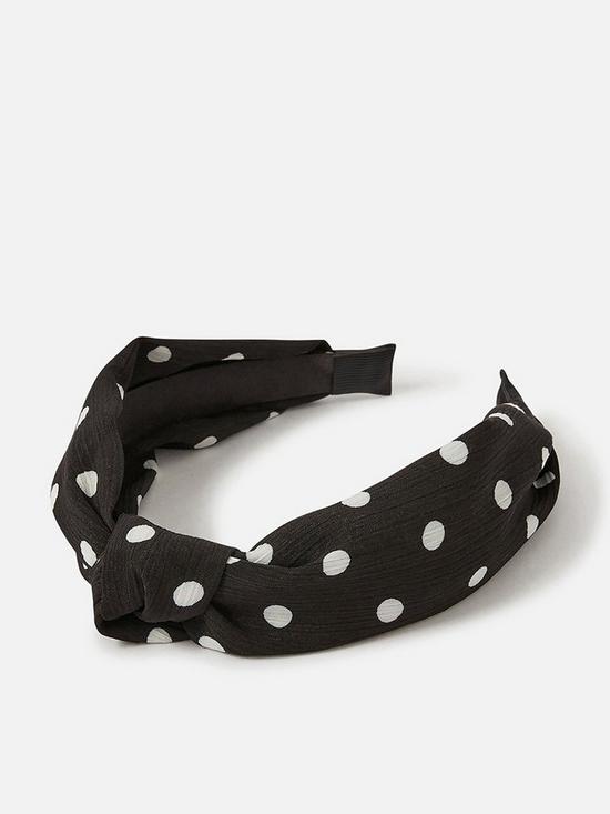 front image of accessorize-polka-dot-knot-headband