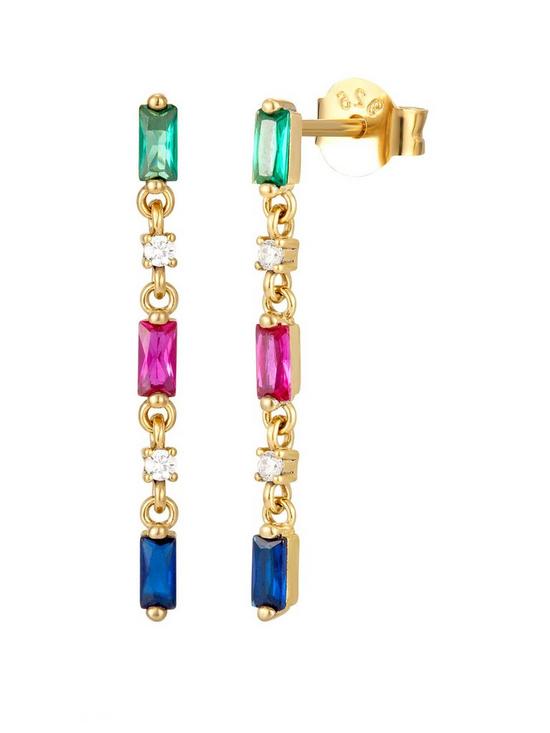 front image of seol-gold-18ct-gold-plated-sterling-silver-rainbow-cubic-zirconia-drop-earrings