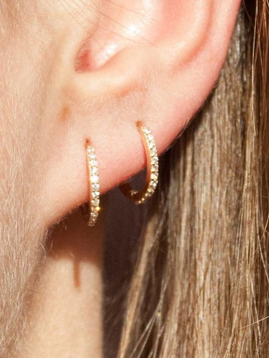 stillFront image of seol-gold-18ct-gold-plated-sterling-silver-cubic-zirconia-huggie-hoop-earrings