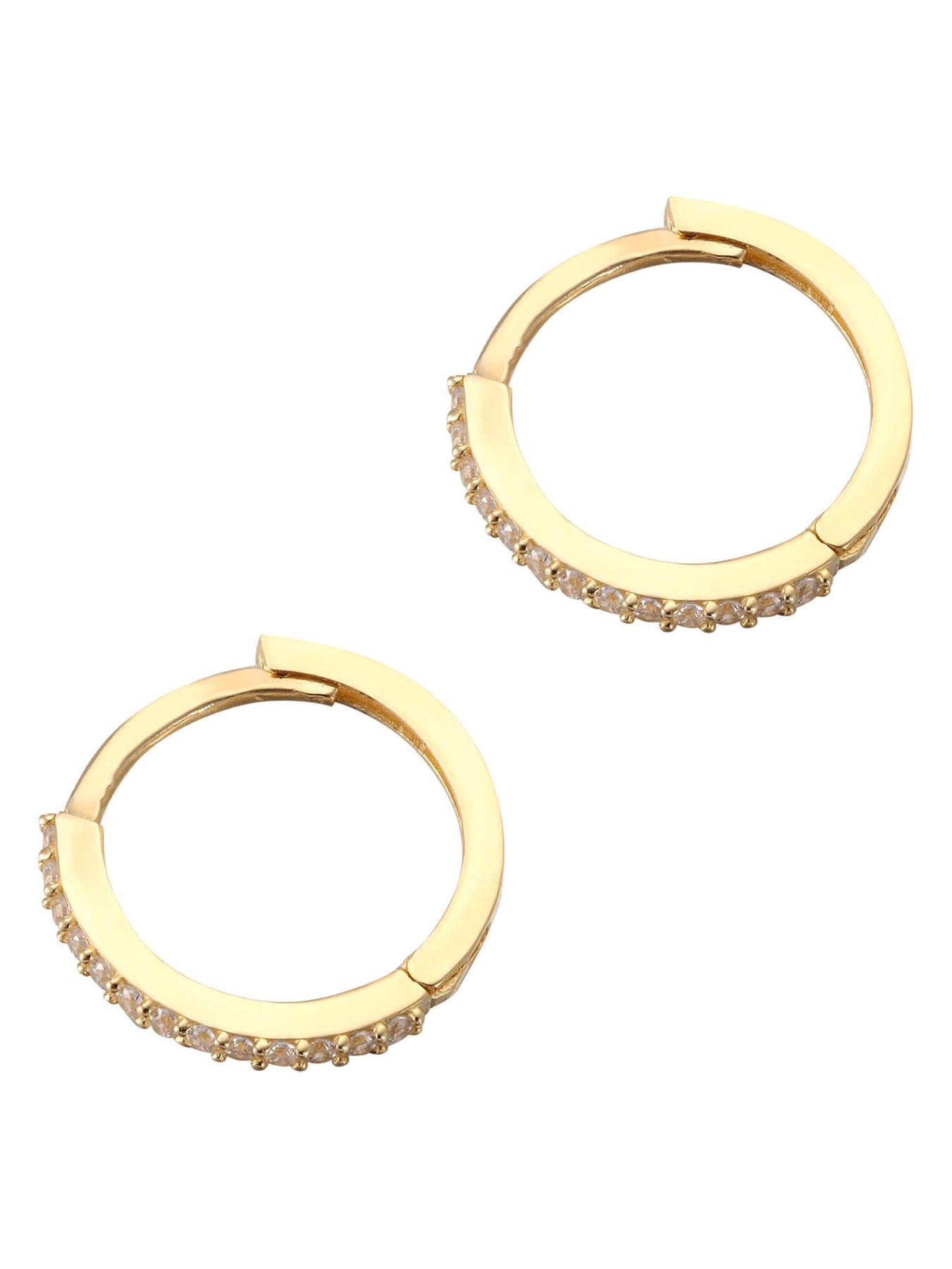  image of seol-gold-18ct-gold-plated-sterling-silver-cubic-zirconia-huggie-hoop-earrings
