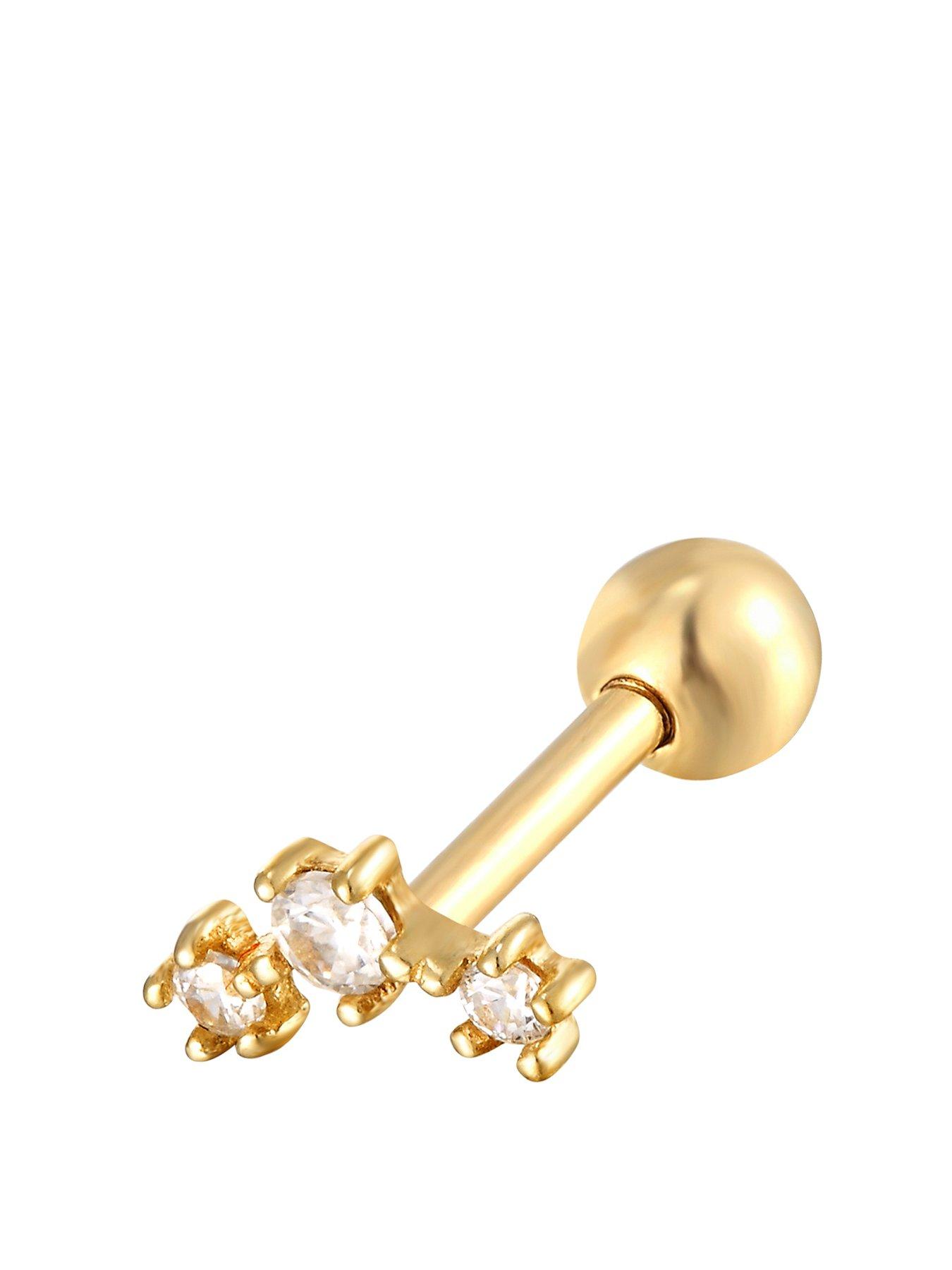  image of seol-gold-18ct-gold-plated-sterling-silver-cubic-zirconia-constellation-screw-stud