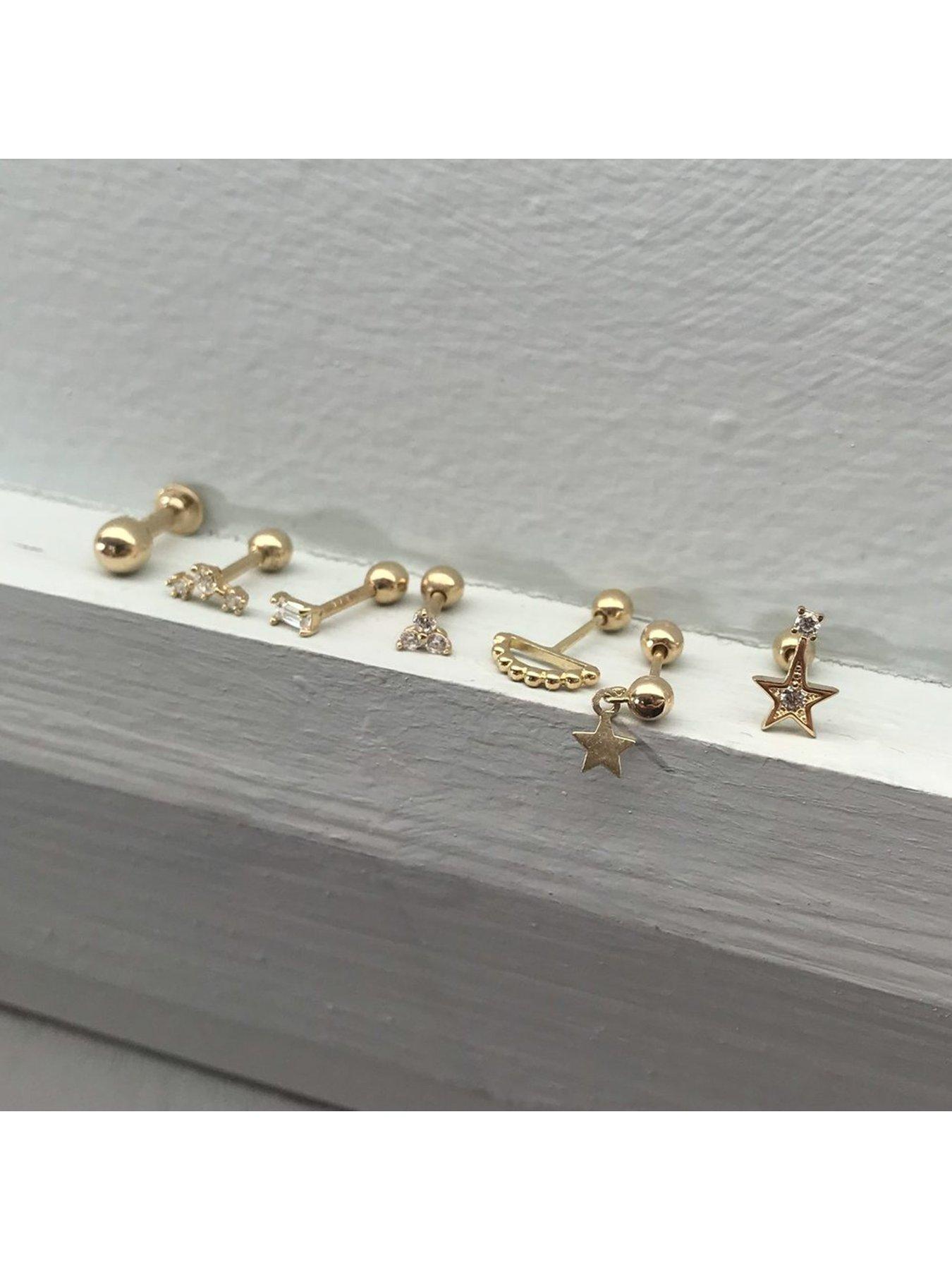  image of seol-gold-18ct-gold-plated-sterling-silver-cubic-zirconia-constellation-screw-stud