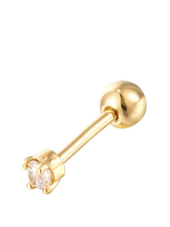 front image of seol-gold-18ct-gold-plated-sterling-silver-tiny-cubic-zirconia-labret-screw-stud