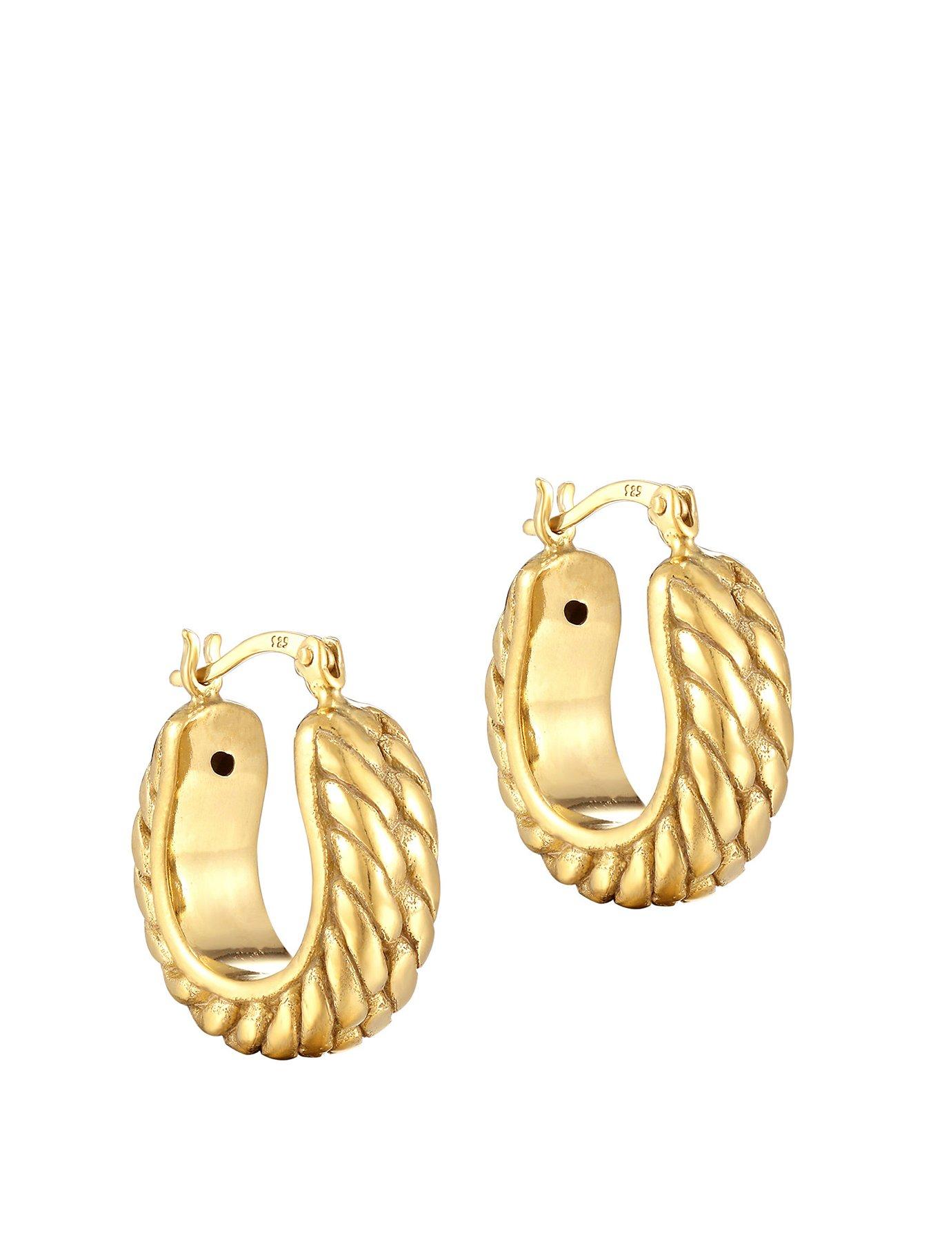 Image 1 of 5 of Seol + Gold 18ct Gold Plated Sterling Silver Rope Creole Hoop Earrings