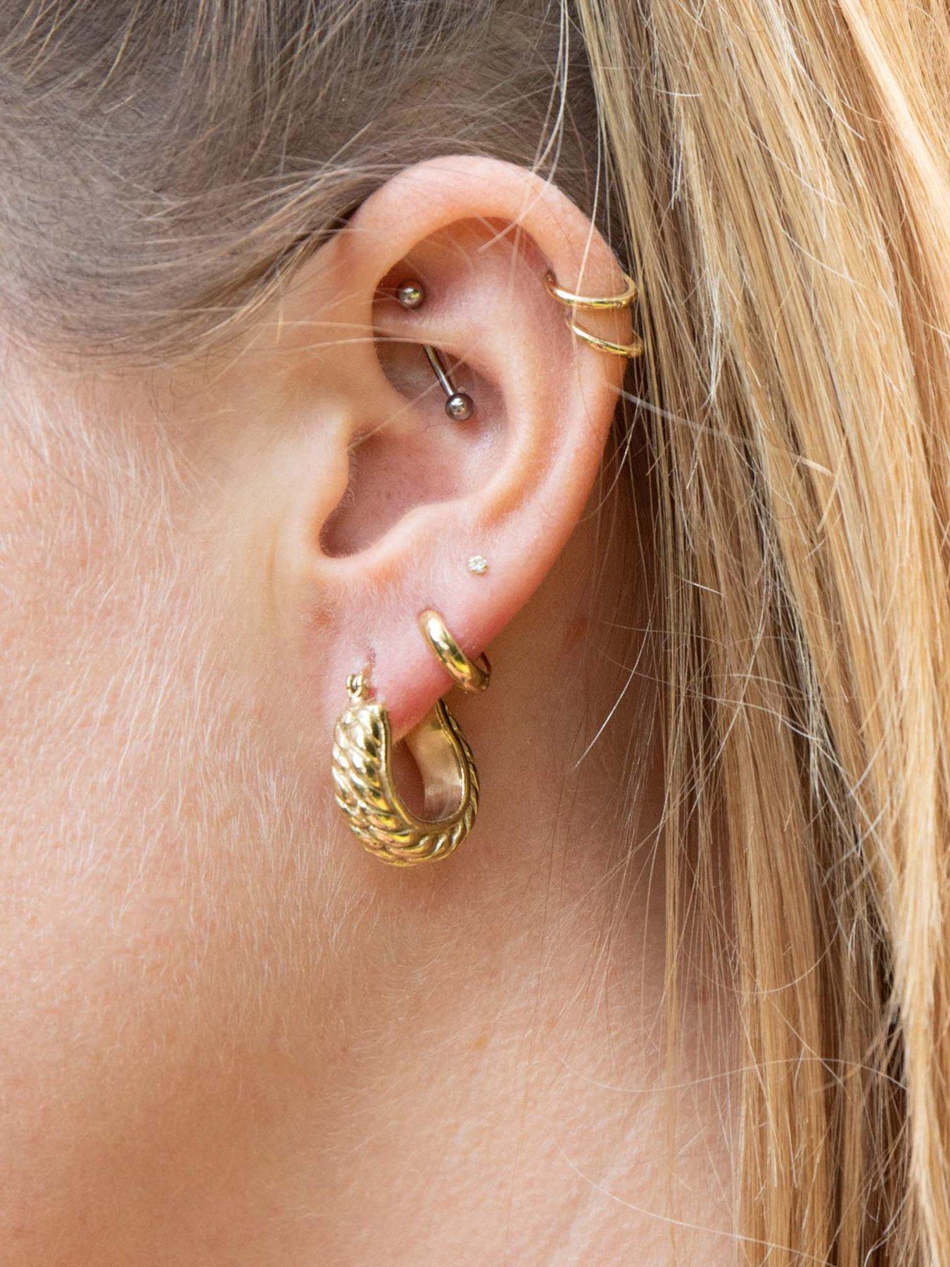 Image 2 of 5 of Seol + Gold 18ct Gold Plated Sterling Silver Rope Creole Hoop Earrings
