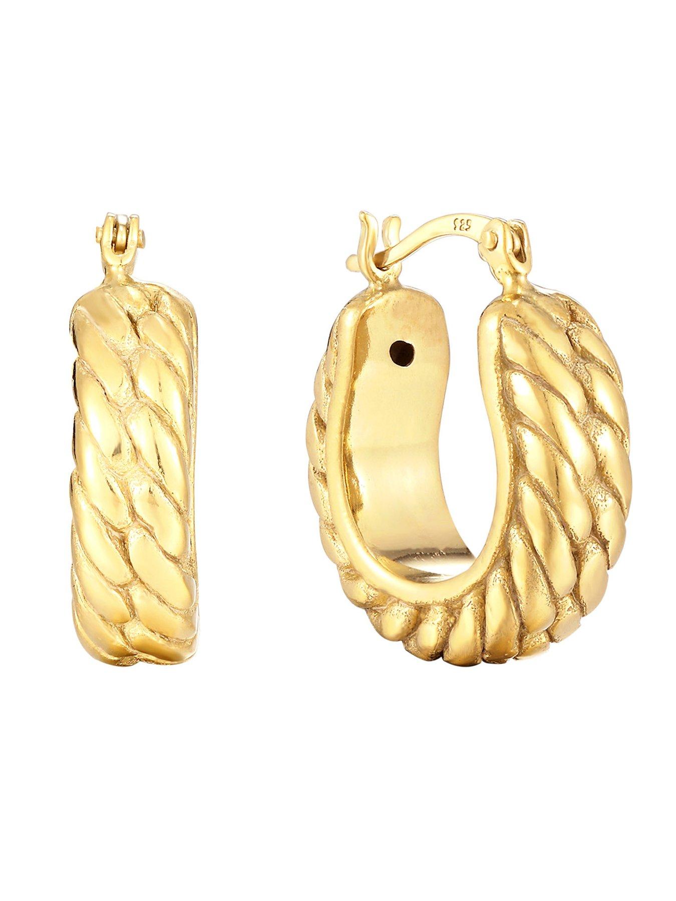 Image 3 of 5 of Seol + Gold 18ct Gold Plated Sterling Silver Rope Creole Hoop Earrings