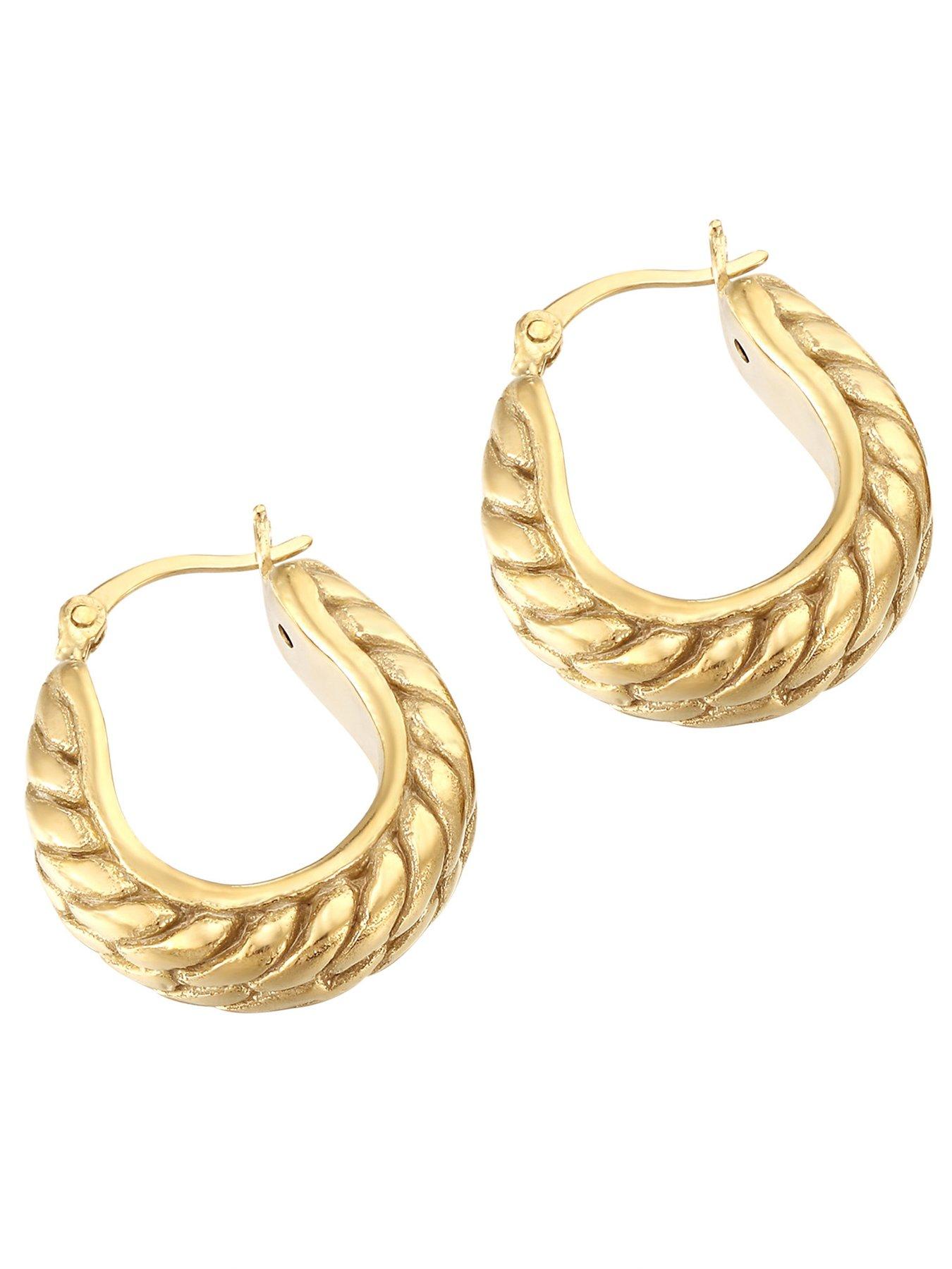 Image 4 of 5 of Seol + Gold 18ct Gold Plated Sterling Silver Rope Creole Hoop Earrings