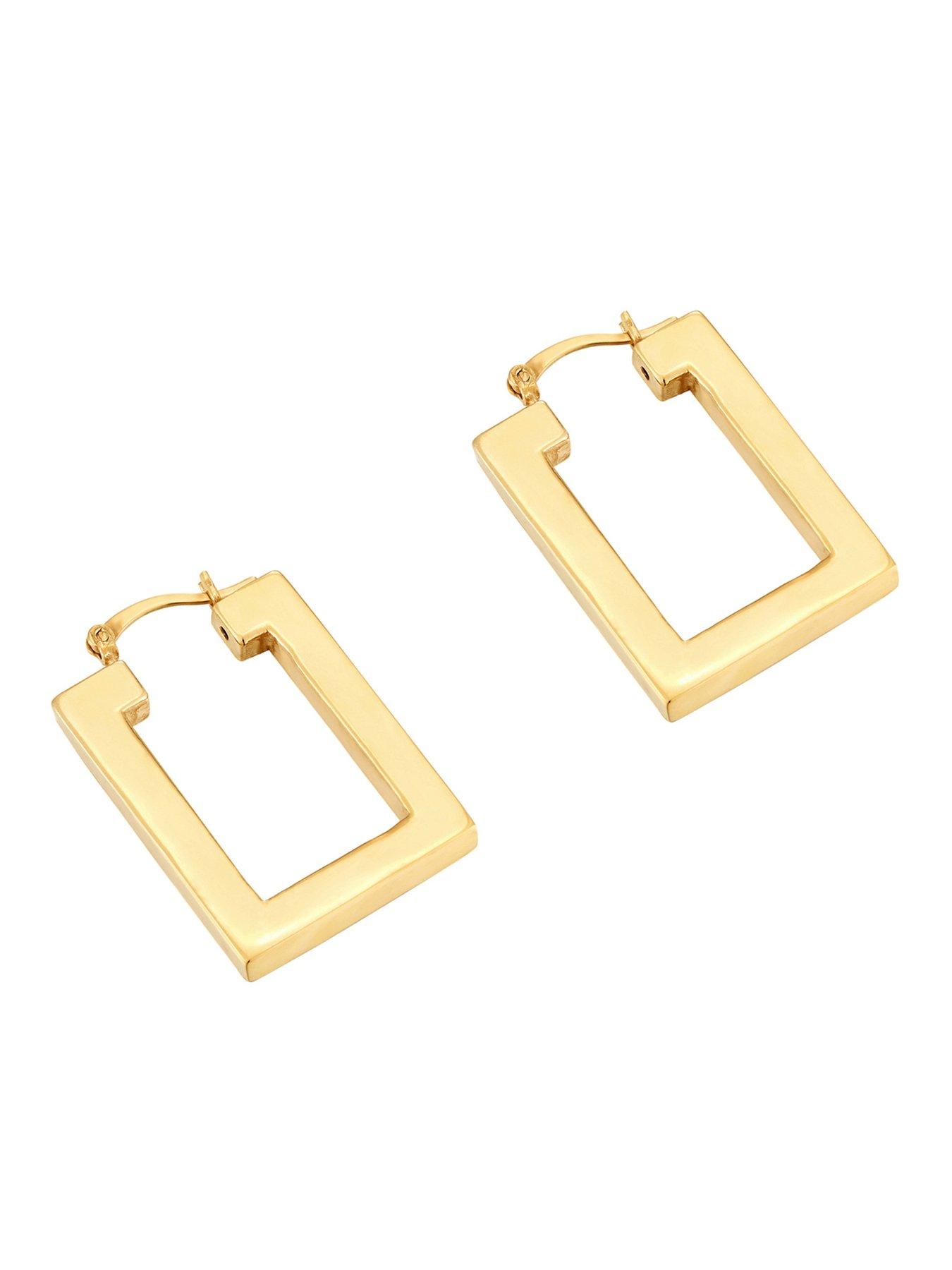  image of seol-gold-18ct-gold-plated-sterling-silver-rectangle-creole-hoop-earrings