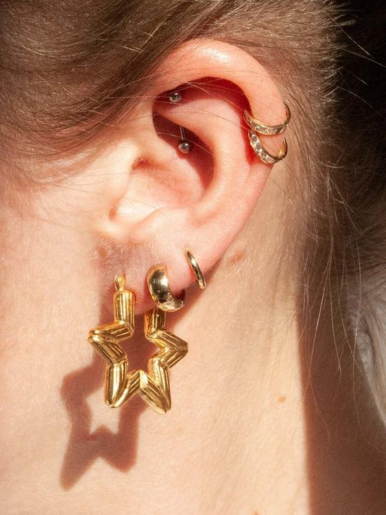 stillFront image of seol-gold-18ct-gold-plated-sterling-silver-bamboo-star-creole-hoop-earrings