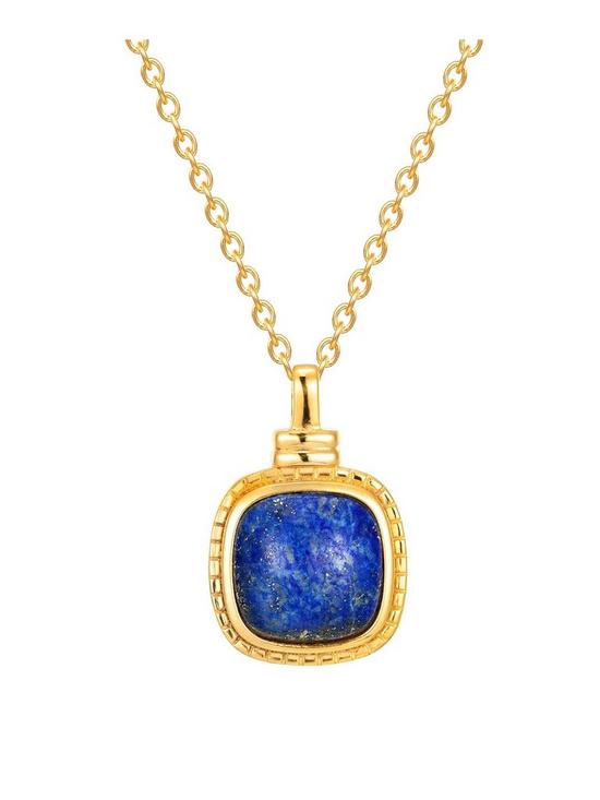 front image of seol-gold-18ct-gold-plated-sterling-silver-lapis-lazuli-adjustable-necklace