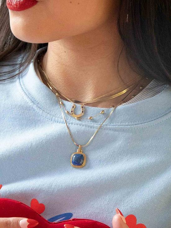 stillFront image of seol-gold-18ct-gold-plated-sterling-silver-lapis-lazuli-adjustable-necklace