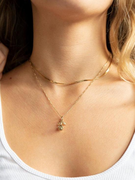 stillFront image of seol-gold-18ct-gold-plated-sterling-silver-rose-pendant-adjustable-necklace