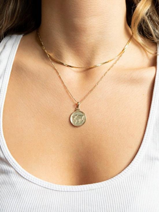 stillFront image of seol-gold-18ct-gold-plated-sterling-silver-world-map-adjustable-necklace