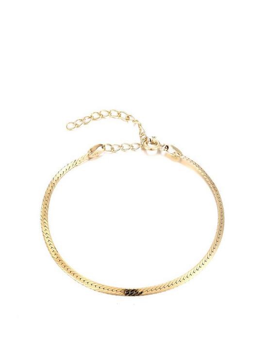 front image of seol-gold-18ct-gold-plated-sterling-silver-adjustable-herringbone-bracelet