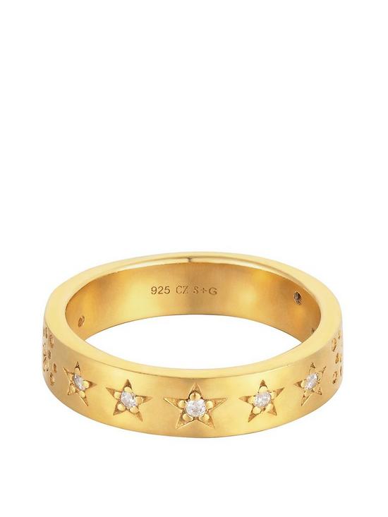 front image of seol-gold-18ct-gold-plated-sterling-silver-star-studded-constellation-cubic-zirconia-ring