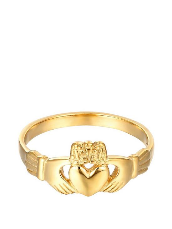 front image of seol-gold-18ct-gold-plated-sterling-silver-claddagh-ring