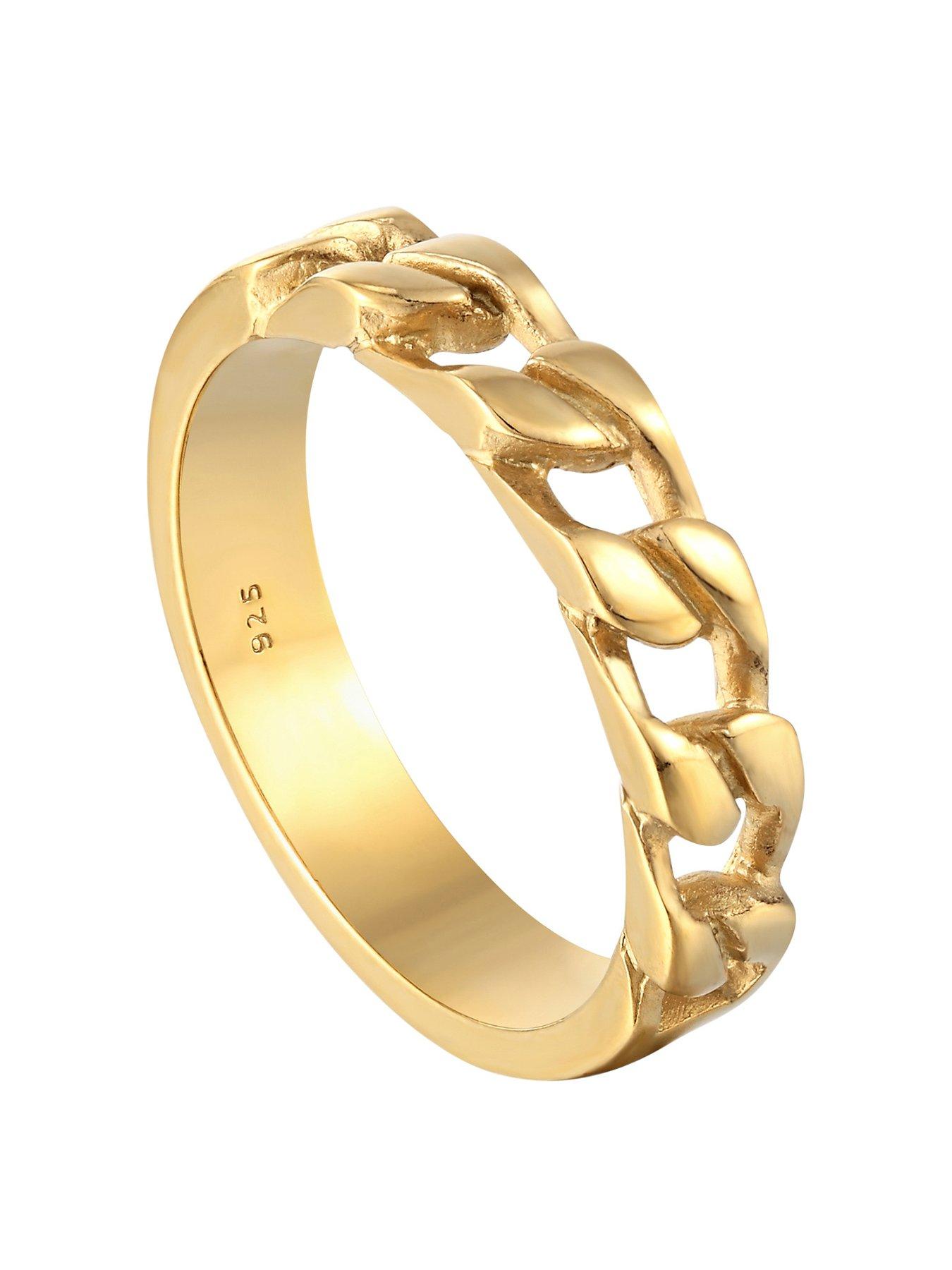 undefined 18ct Gold Plated Sterling Silver Chain Ring