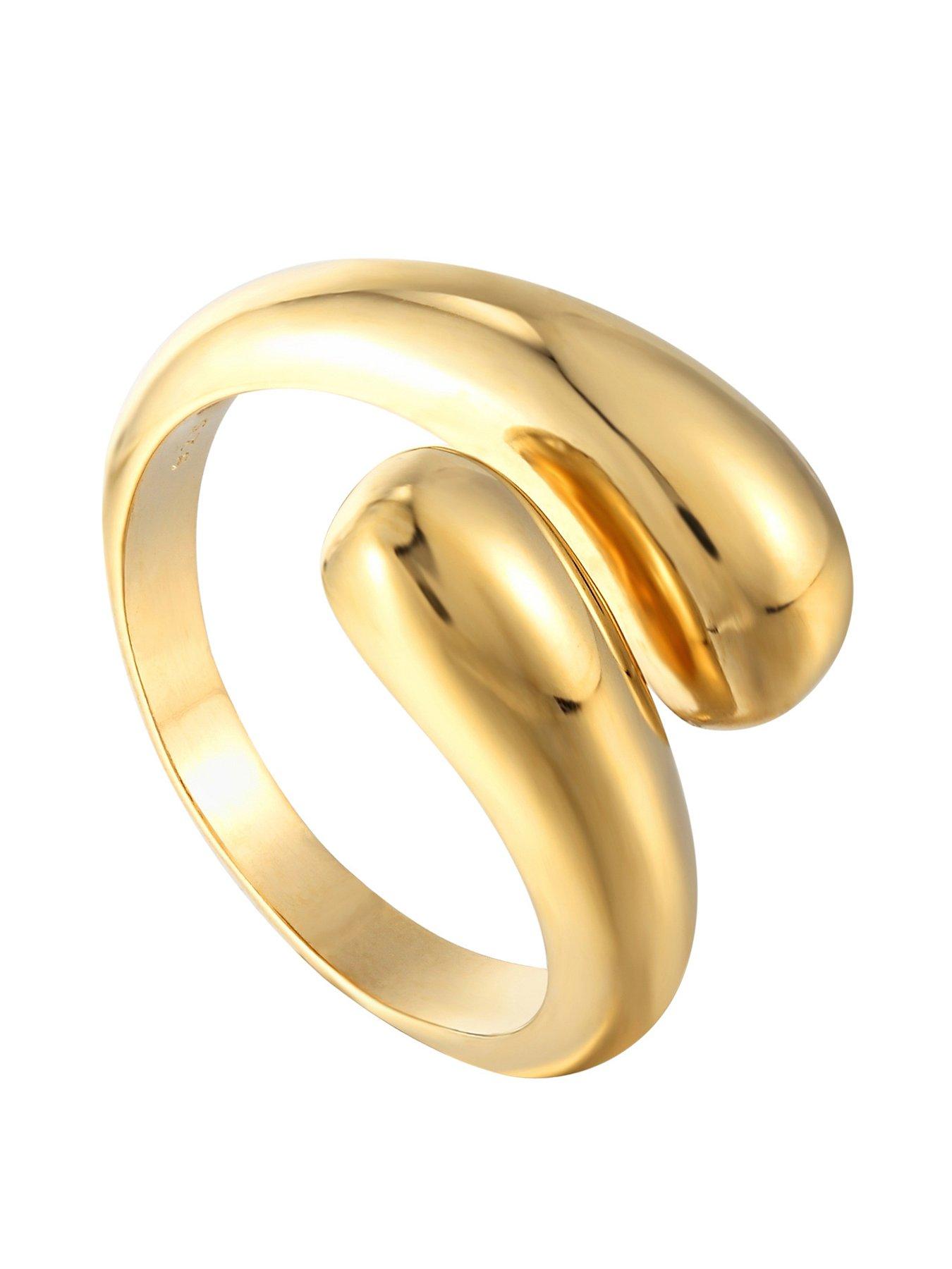 undefined 18ct Gold Plated Sterling Silver Chunky Twist Open Ring