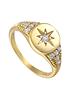  image of seol-gold-18ct-gold-plated-sterling-silver-cubic-zirconia-star-signet-ring