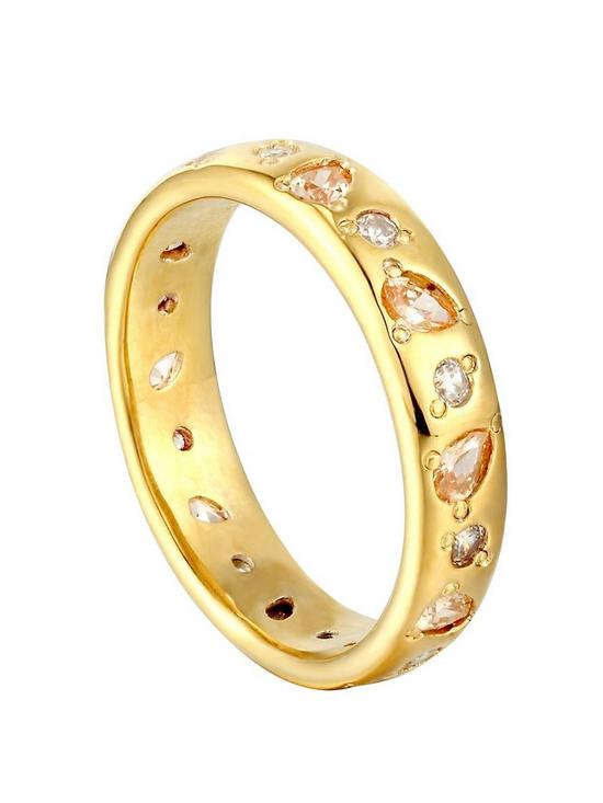 front image of seol-gold-18ct-gold-plated-sterling-silver-citrine-cubic-zirconia-eternity-ring