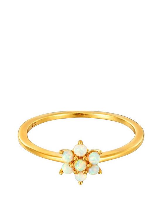 front image of seol-gold-18ct-gold-plated-sterling-silver-opal-flower-ring