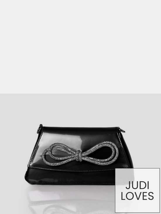 stillFront image of public-desire-the-faya-bow-detail-clutch-bag-black