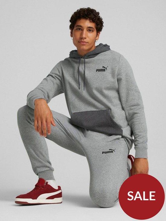 front image of puma-hooded-sweat-suit-grey