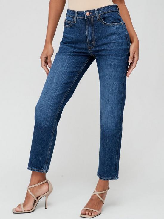 front image of v-by-very-high-waist-straight-leg-jean-dark-wash