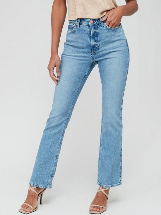 front image of v-by-very-high-waist-bootcut-jean-mid-wash-blue