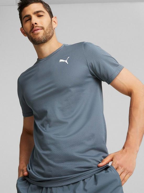 front image of puma-train-favourite-blaster-tee-navy