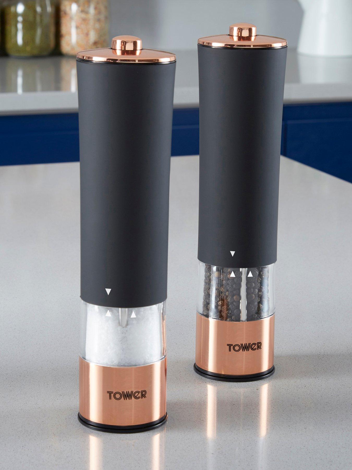 undefined Rose Gold Electric Salt And Pepper Mill Black