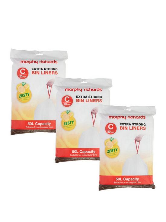 front image of morphy-richards-pack-of-3-x-20-lemon-scented-liners-for-50-litre-bins-ndash-60-bags-in-total