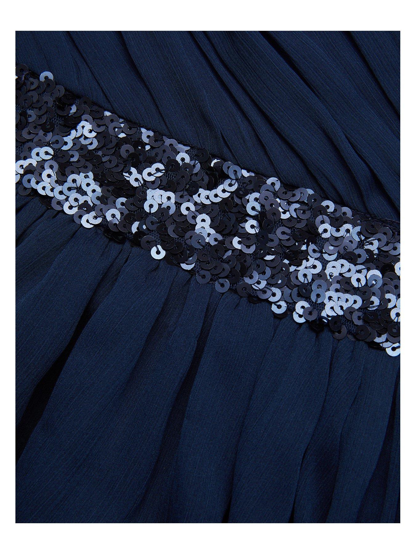 Girls Abigail One Shoulder Prom Dress Navy