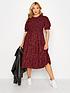  image of yours-shirred-frill-sleeve-dress-red-black